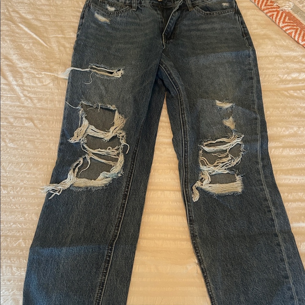 Classic Distressed Straight Leg Jeans